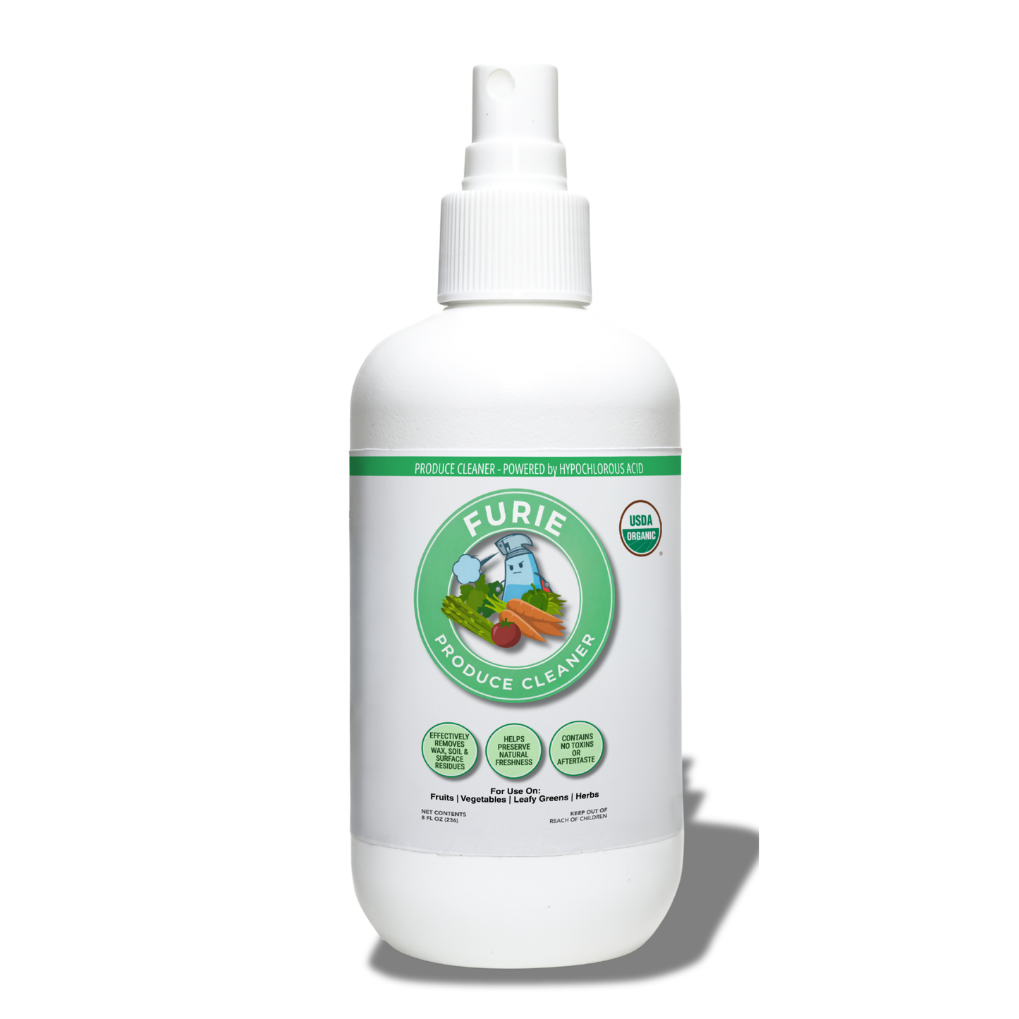 Furie produce cleaner bottle on a white background
